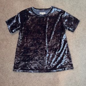 fuzzy blueish short sleeve shirt